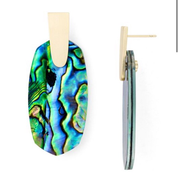 Kendra Scott Aragon Gold Drop Earrings In Abalone - Picture 3 of 4